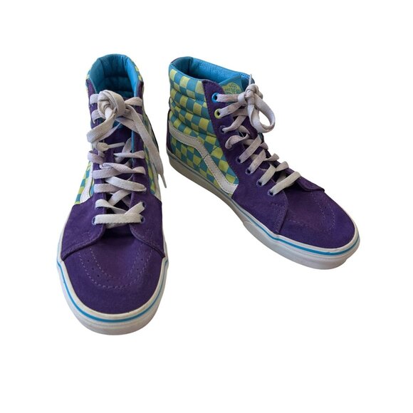 Vans unisex Sk8 Hi Purple Green Checkerboard Sneaker Sz 9 SKU 8997 - Picture 1 of 16